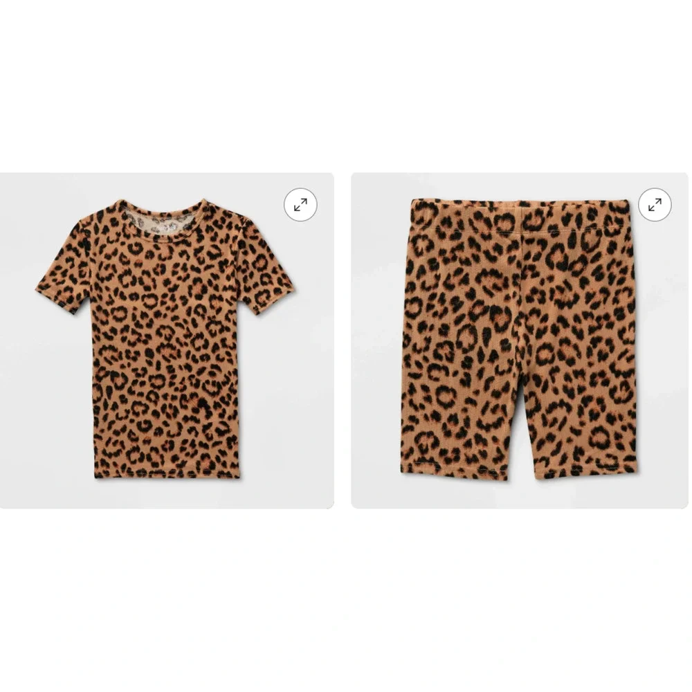 CAT + JACK | GIRLS 2 PIECE PJ SET | LEOPARD PRINT | SIZE 14